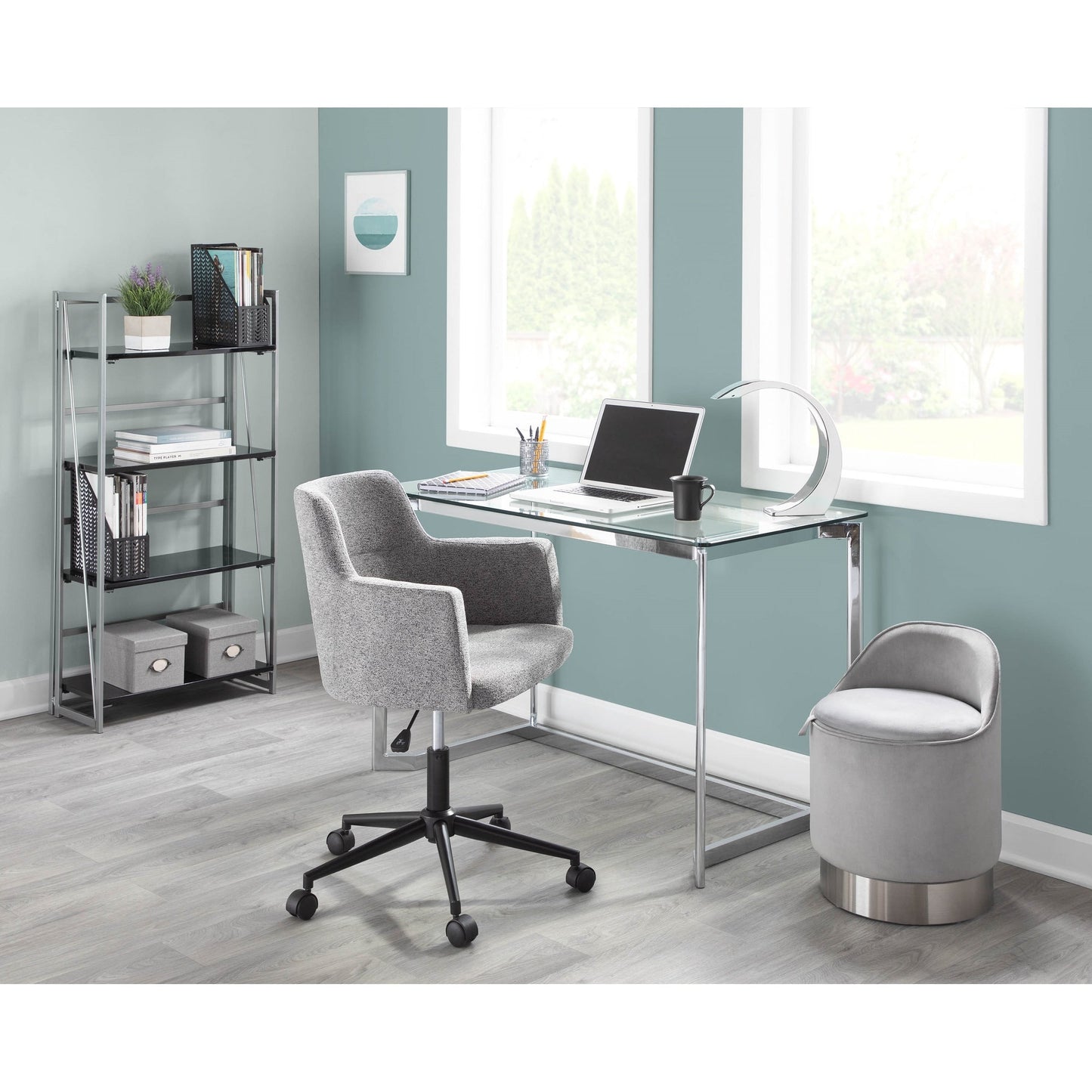 Tabouret de coiffeuse pivotant en velours Silver Orchid Corday