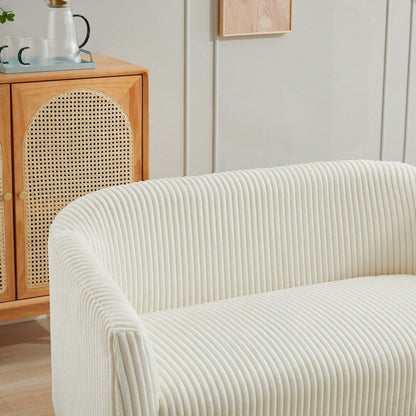 Canapé 2 places rembourré en velours côtelé avec pieds en bois de noyer