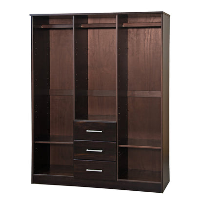 Armoire penderie Cosmo 3 portes 100 % bois massif de Palace Imports avec portes en bois massif ou en miroir
