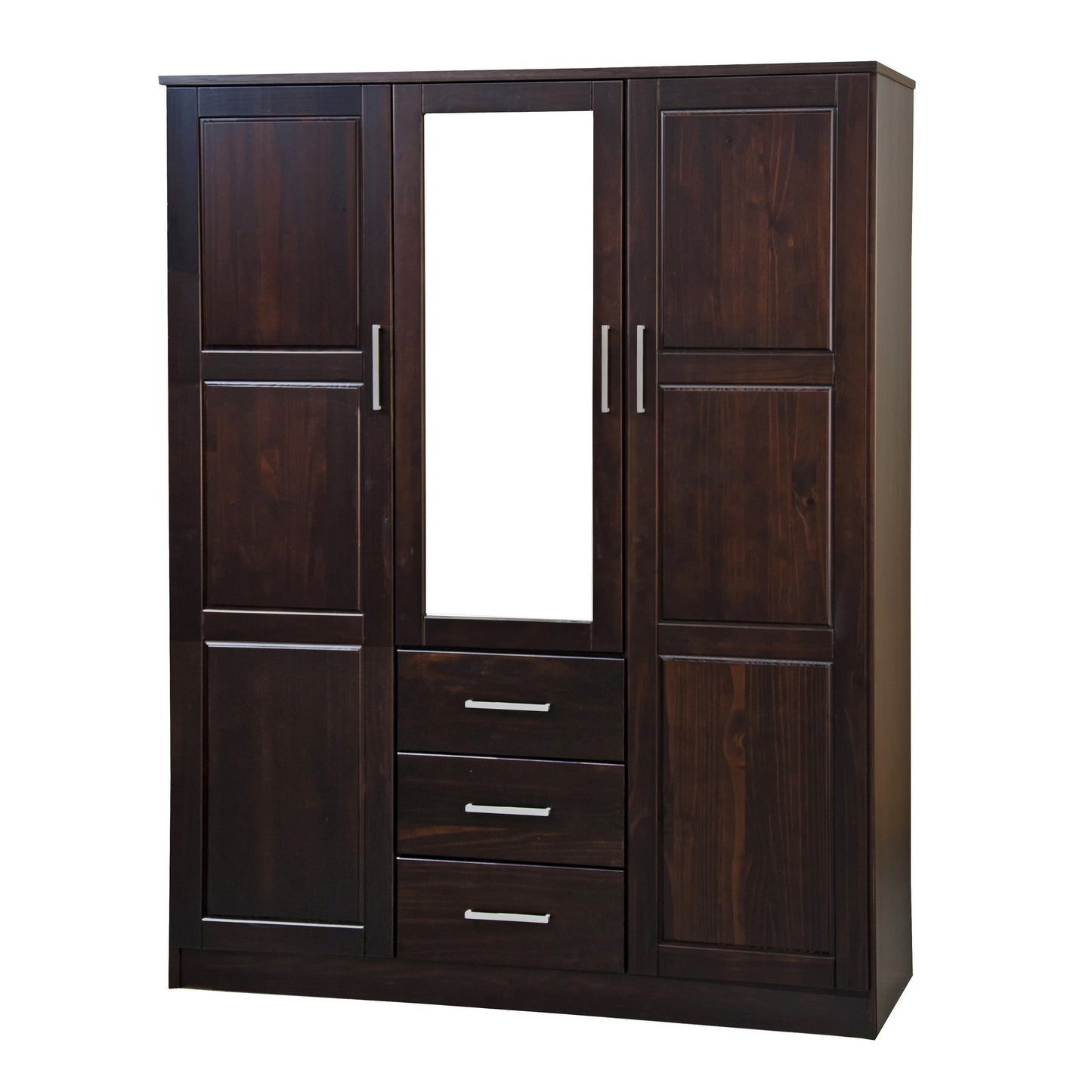 Armoire penderie Cosmo 3 portes 100 % bois massif de Palace Imports avec portes en bois massif ou en miroir