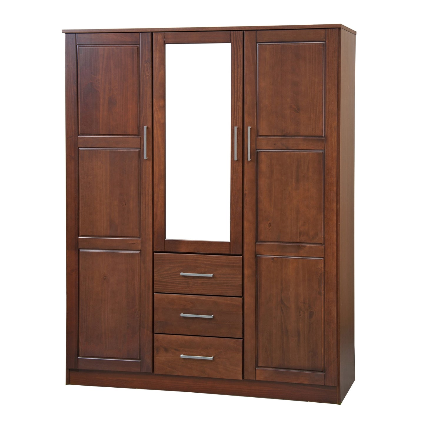 Armoire penderie Cosmo 3 portes 100 % bois massif de Palace Imports avec portes en bois massif ou en miroir