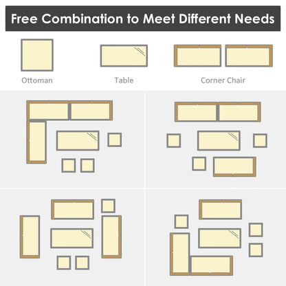 Ensemble de salle à manger en rotin Costway 7 pièces avec canapé sectionnel et pouf - Voir les détails