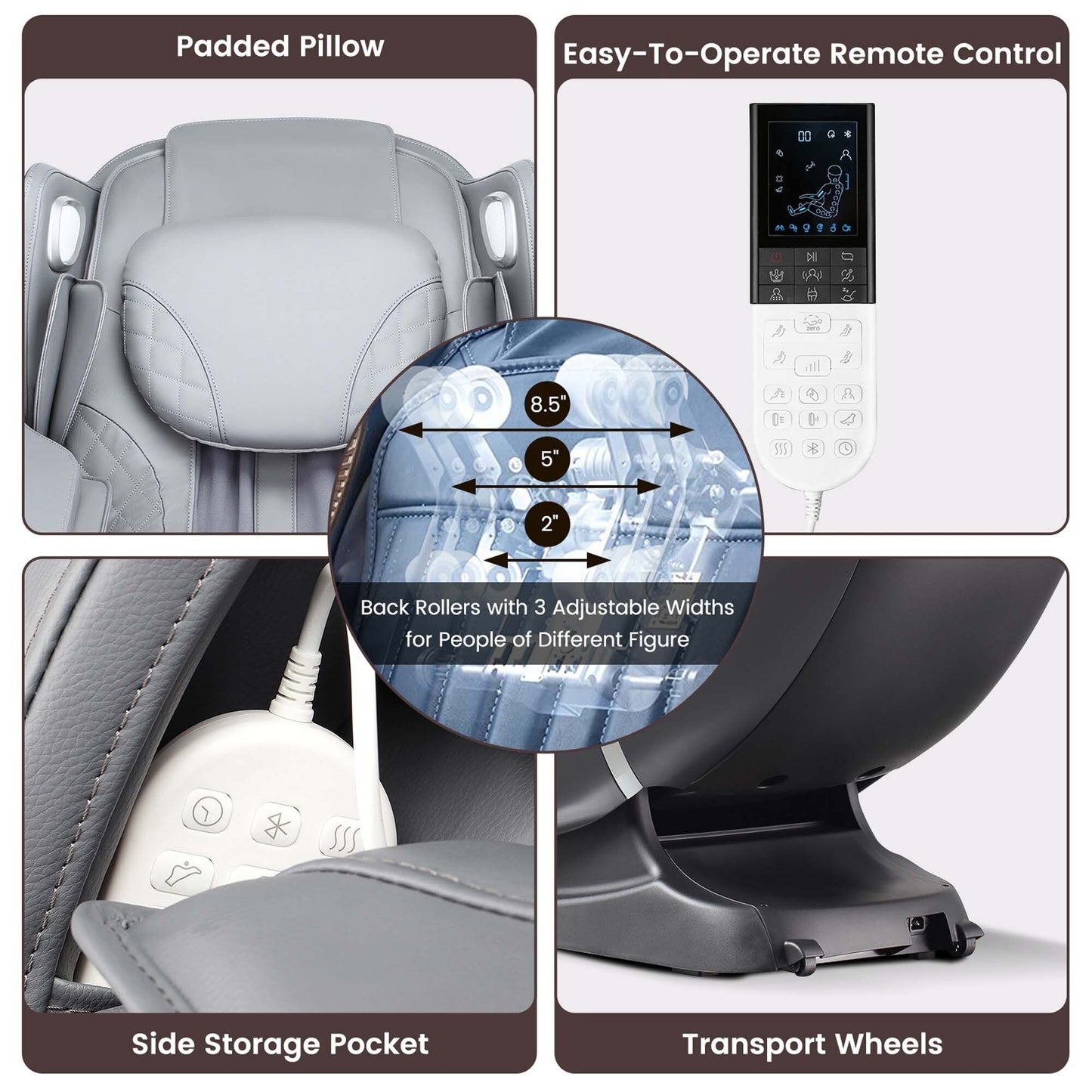 Fauteuil de massage complet Costway avec rouleau chauffant pour les pieds à commande vocale