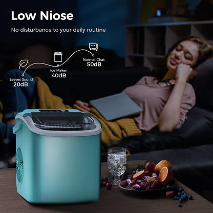 Machine à glaçons portable de comptoir avec autonettoyage, 9 glaçons en 6 minutes, livrée avec panier à glaçons et pelle à glace