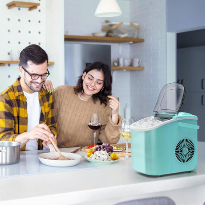 Machine à glaçons portable de comptoir avec autonettoyage, 9 glaçons en 6 minutes, livrée avec panier à glaçons et pelle à glace