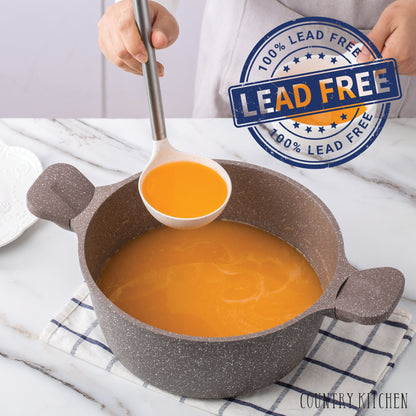 Batterie de cuisine antiadhésive en fonte d'aluminium Country Kitchen - Batterie de cuisine durable pour la cuisine quotidienne, 6 à 11 pièces