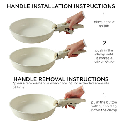 Batterie de cuisine Country Kitchen RV - 13 casseroles et poêles en aluminium avec poignée amovible, allant au four