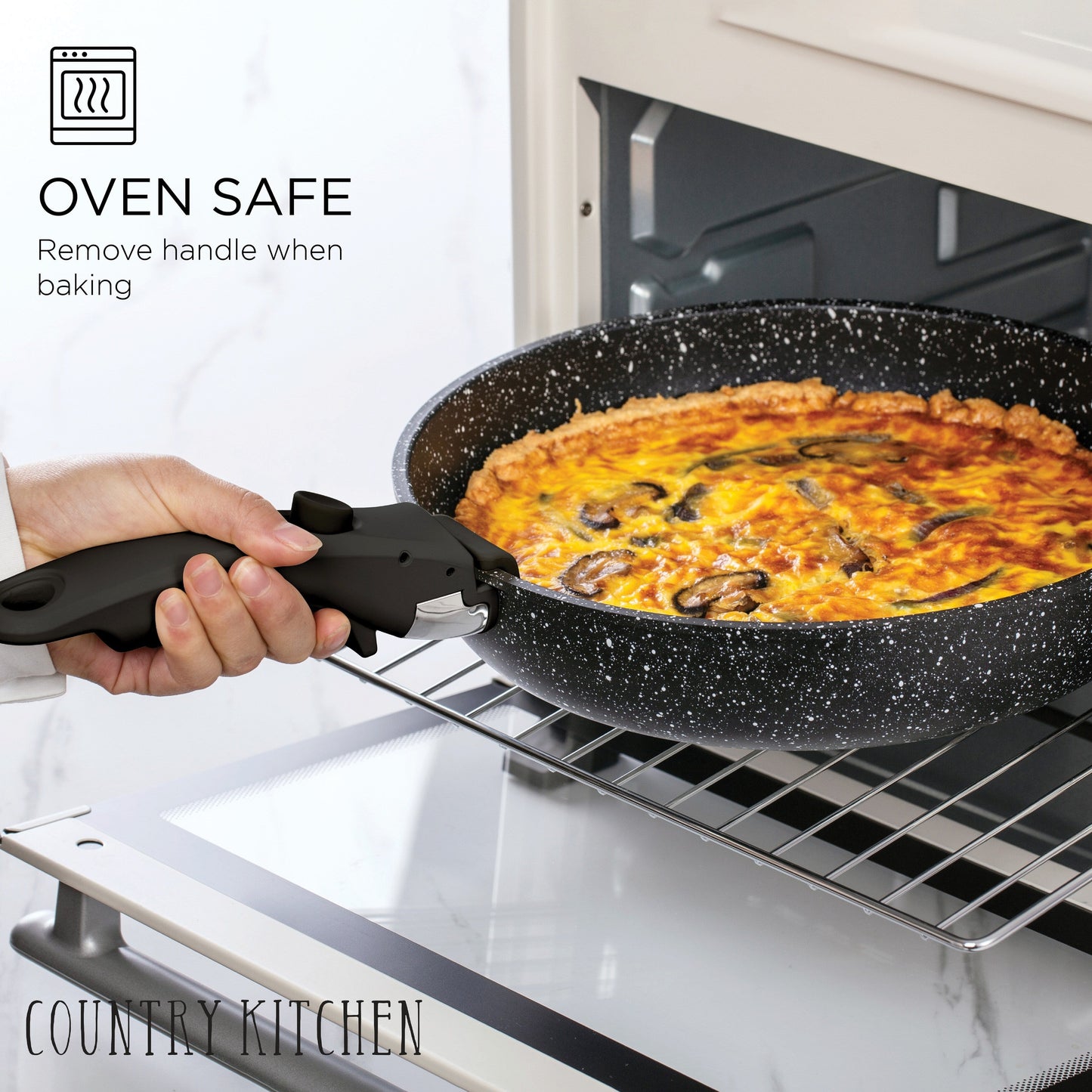 Batterie de cuisine Country Kitchen RV - 13 casseroles et poêles en aluminium avec poignée amovible, allant au four