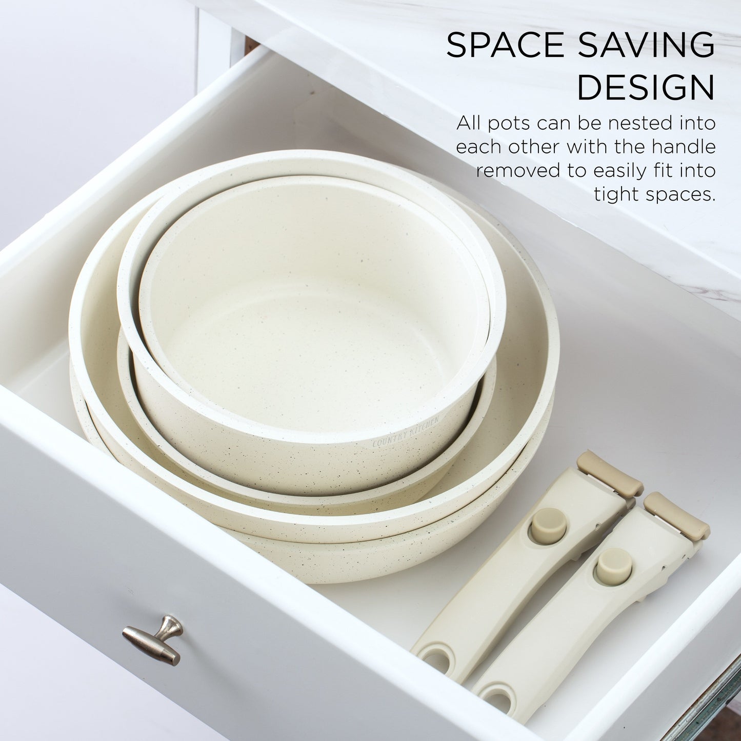 Batterie de cuisine Country Kitchen RV - 13 casseroles et poêles en aluminium avec poignée amovible, allant au four