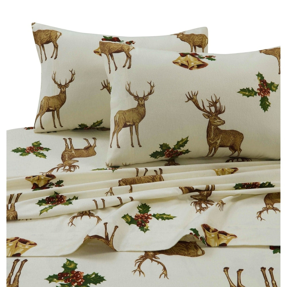 Ensemble de draps à poches extra profondes en flanelle confortable, fantaisie et imprimé des fêtes