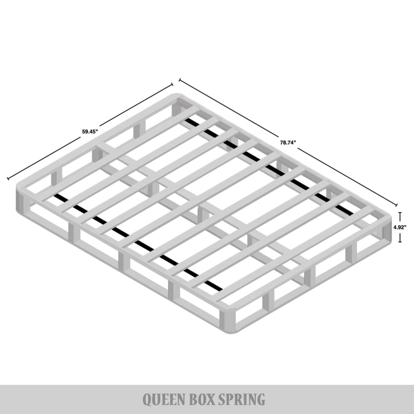 Sommier à ressorts en bois massif CraftPorch de 12,7 cm avec lattes en bois et revêtement en lin gris chaud