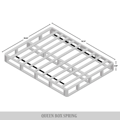 Sommier à ressorts en bois massif CraftPorch de 12,7 cm avec lattes en bois et revêtement en lin gris chaud