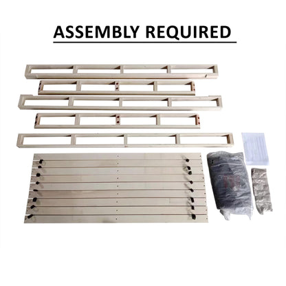 Sommier à ressorts en bois massif CraftPorch de 12,7 cm avec lattes en bois et revêtement en lin gris chaud