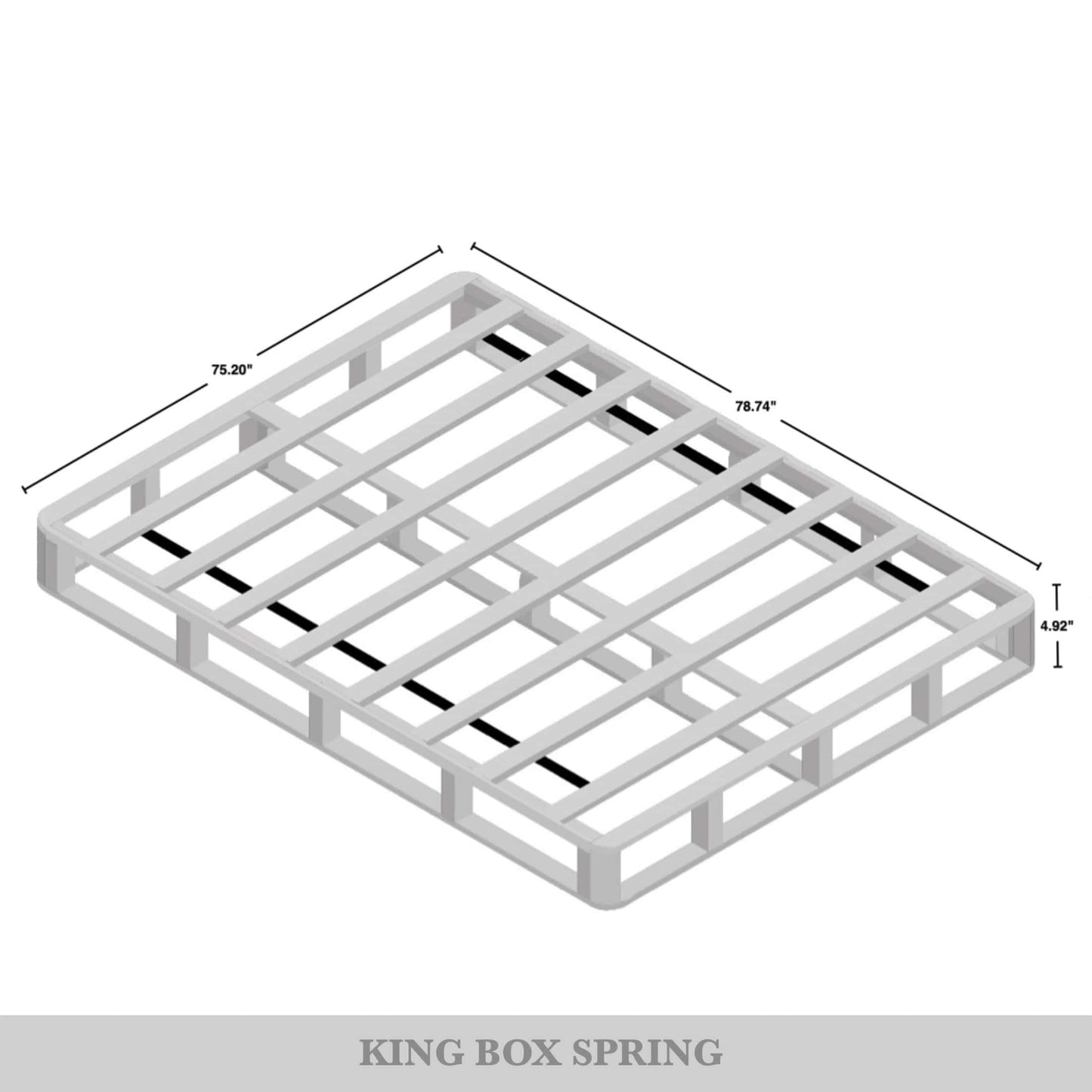 Sommier à ressorts en bois massif CraftPorch de 12,7 cm avec lattes en bois et revêtement en lin gris chaud