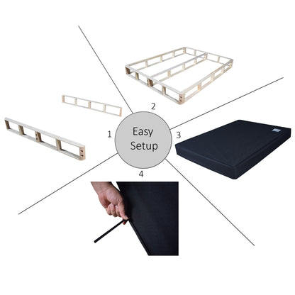 Sommier à ressorts en bois massif CraftPorch de 12,7 cm avec lattes en bois et revêtement en lin gris chaud