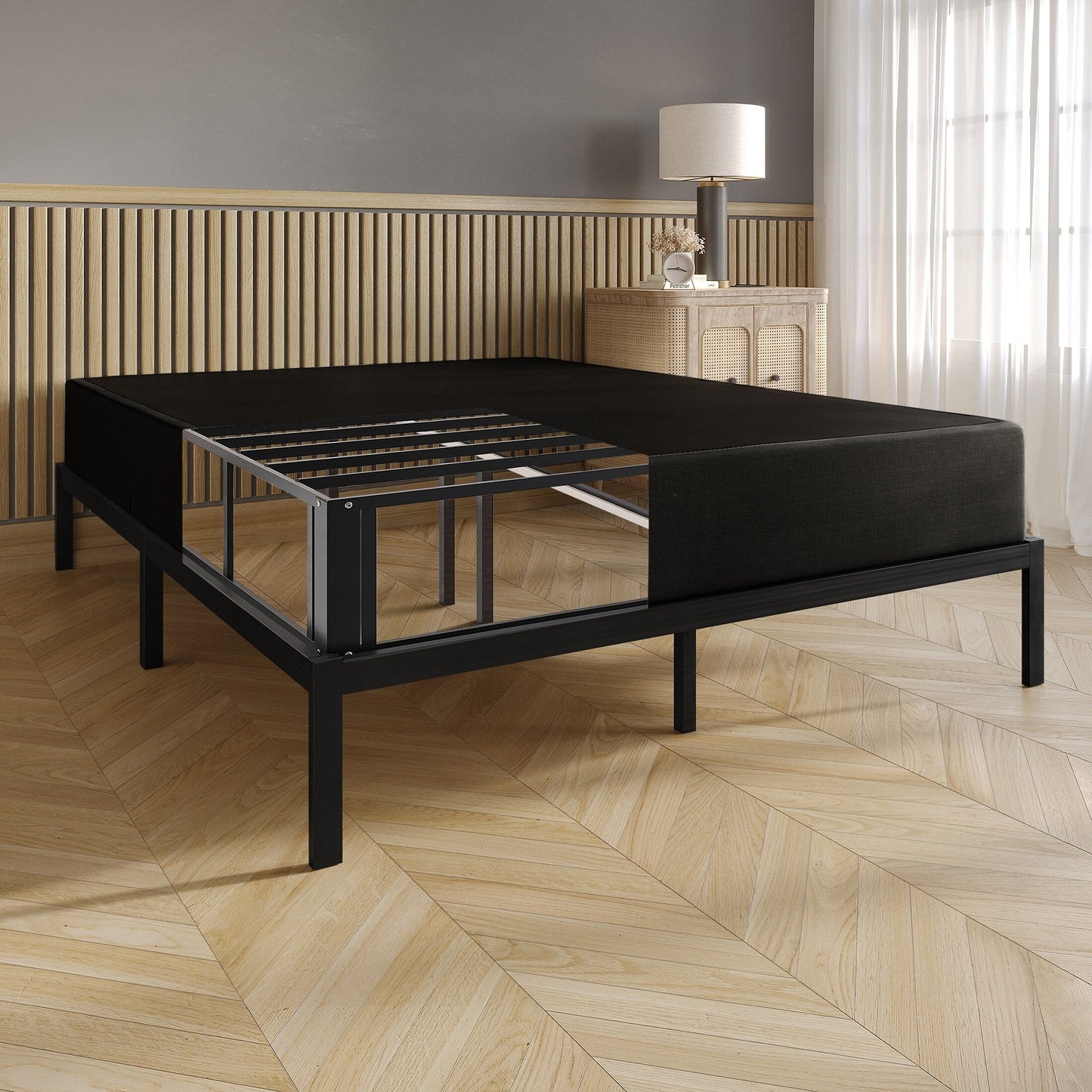 Sommier tapissier en métal et lin rembourré CraftPoch