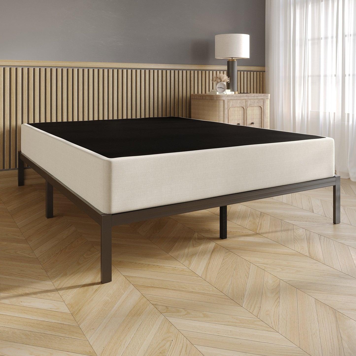 Sommier tapissier en métal et lin rembourré CraftPoch