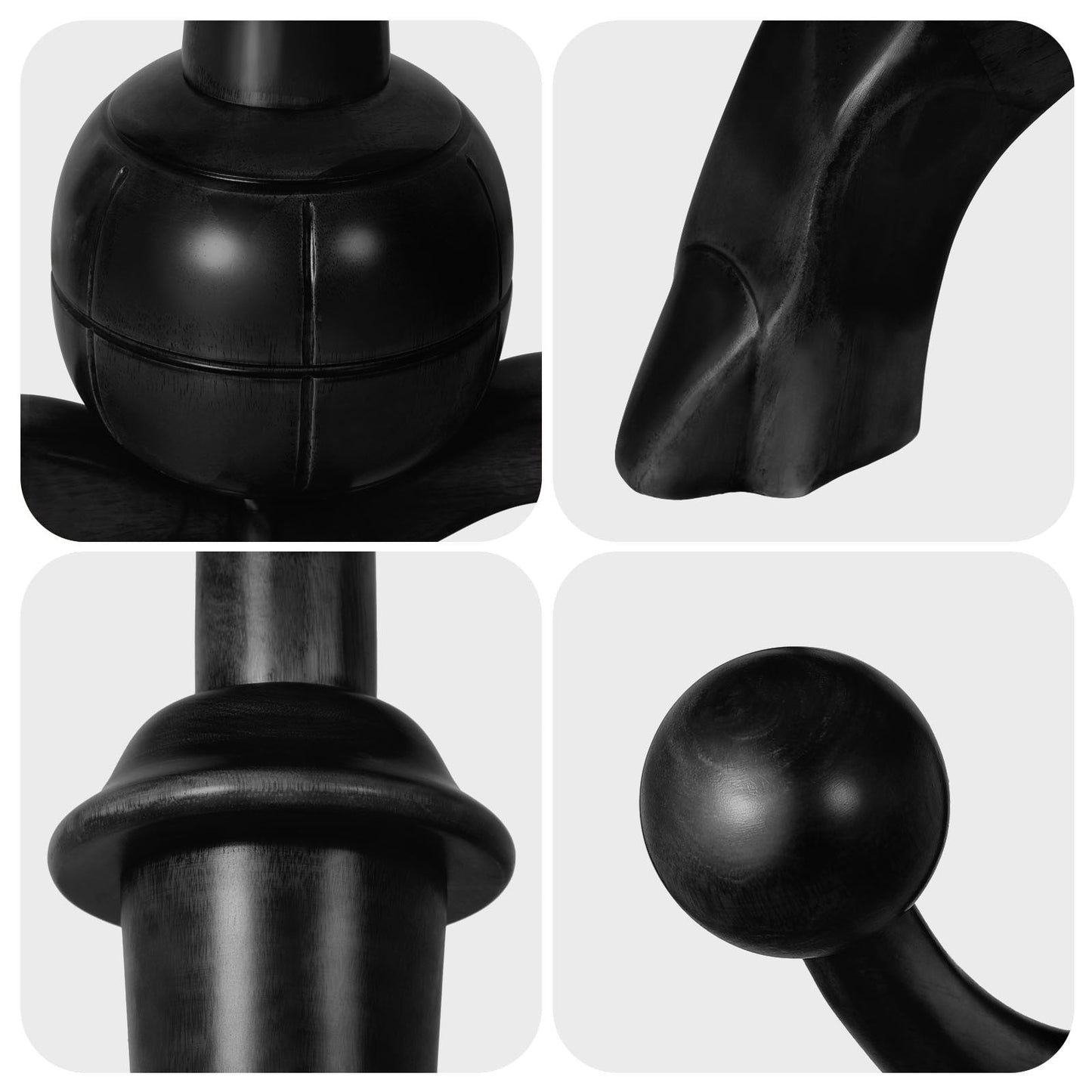 Porte-manteau autoportant en bois d'hévéa avec 8 crochets - 24,5 l x 70,87 h