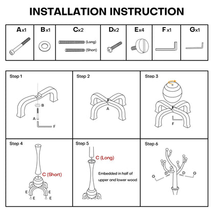 Porte-manteau autoportant en bois d'hévéa avec 8 crochets - 24,5 l x 70,87 h