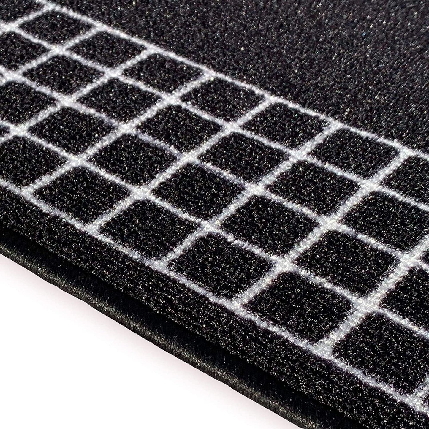 Tapis de couloir contemporain antidérapant à bordure à carreaux, 66 cm de large