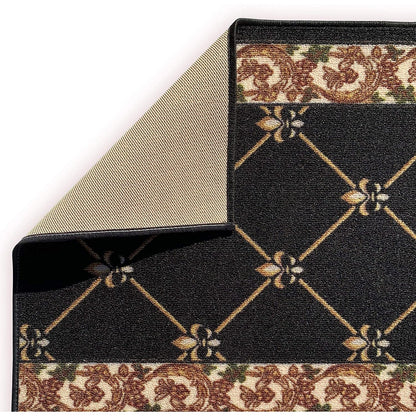 Tapis d'escalier antidérapant Fleur de Lys sur mesure de 66 cm de large