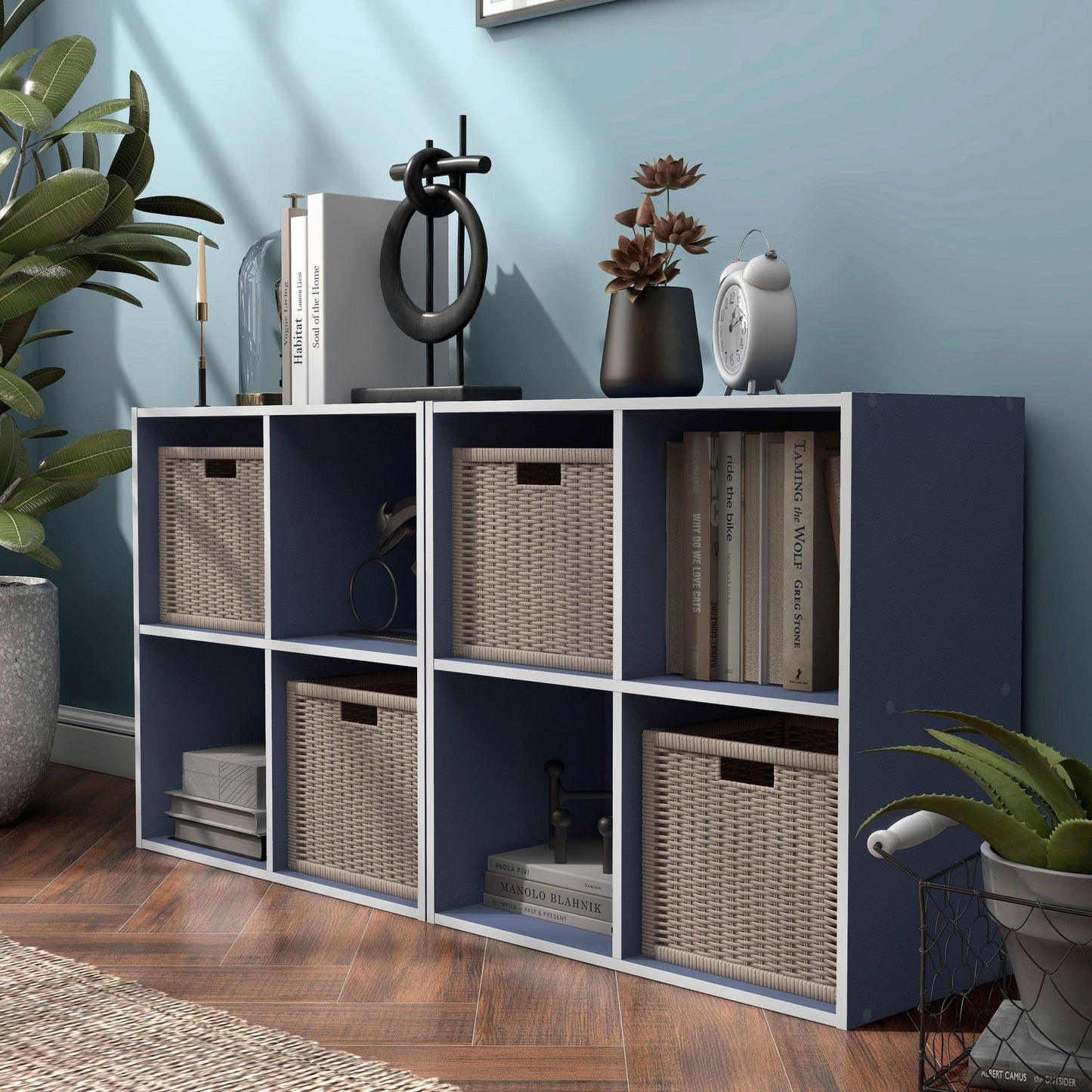 DH BASIC Organiseur de rangement empilable personnalisable en bois moderne - Étagères cubiques, armoire à tiroirs, bibliothèque avec portes par Denhour