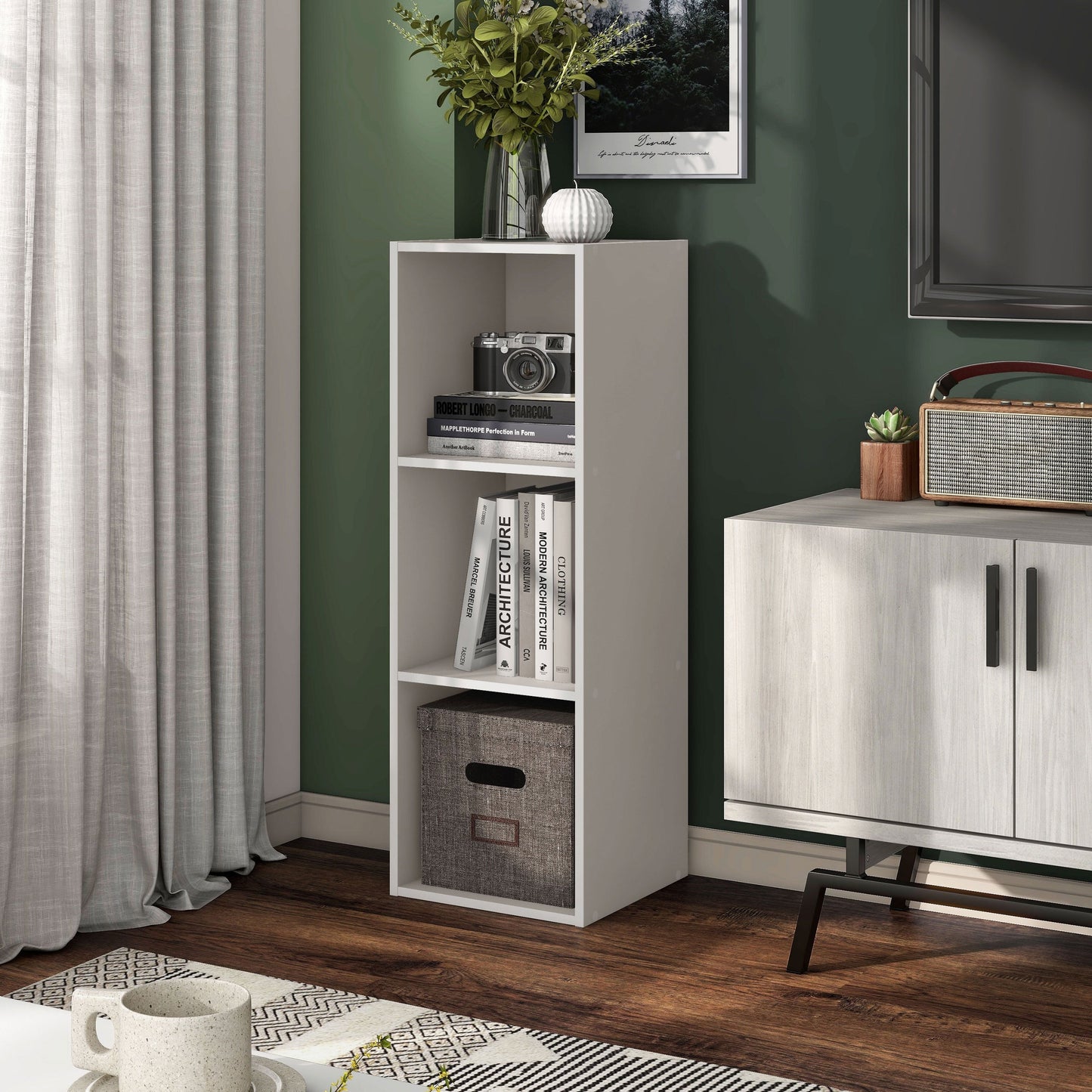DH BASIC Organiseur de rangement empilable personnalisable en bois moderne - Étagères cubiques, armoire à tiroirs, bibliothèque avec portes par Denhour