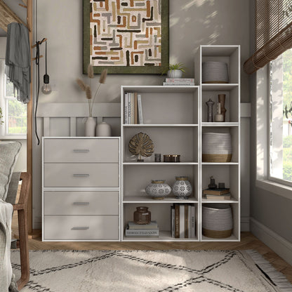 DH BASIC Organiseur de rangement empilable personnalisable en bois moderne - Étagères cubiques, armoire à tiroirs, bibliothèque avec portes par Denhour