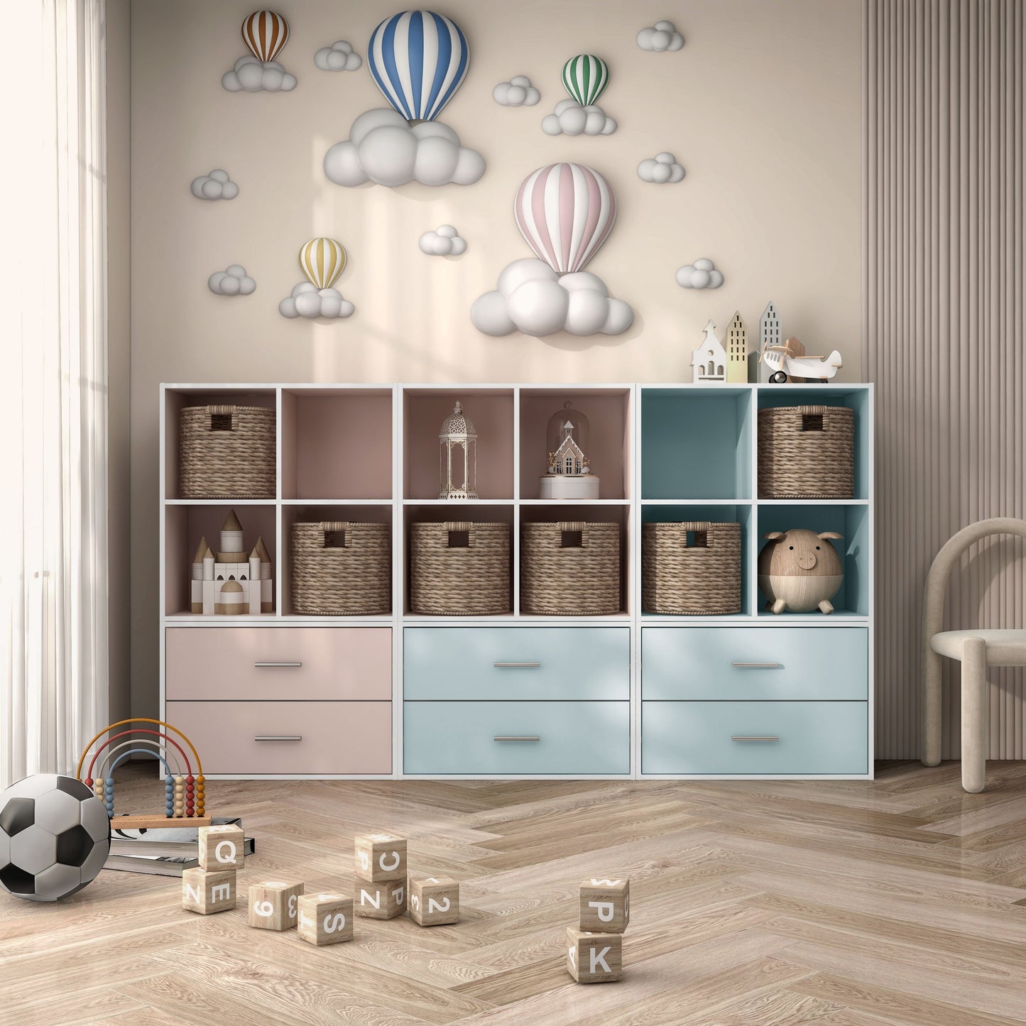 DH BASIC Organiseur de rangement empilable personnalisable en bois moderne - Étagères cubiques, armoire à tiroirs, bibliothèque avec portes par Denhour