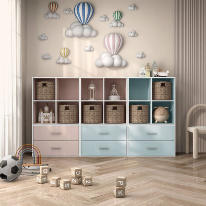 DH BASIC Organiseur de rangement empilable personnalisable en bois moderne - Étagères cubiques, armoire à tiroirs, bibliothèque avec portes par Denhour