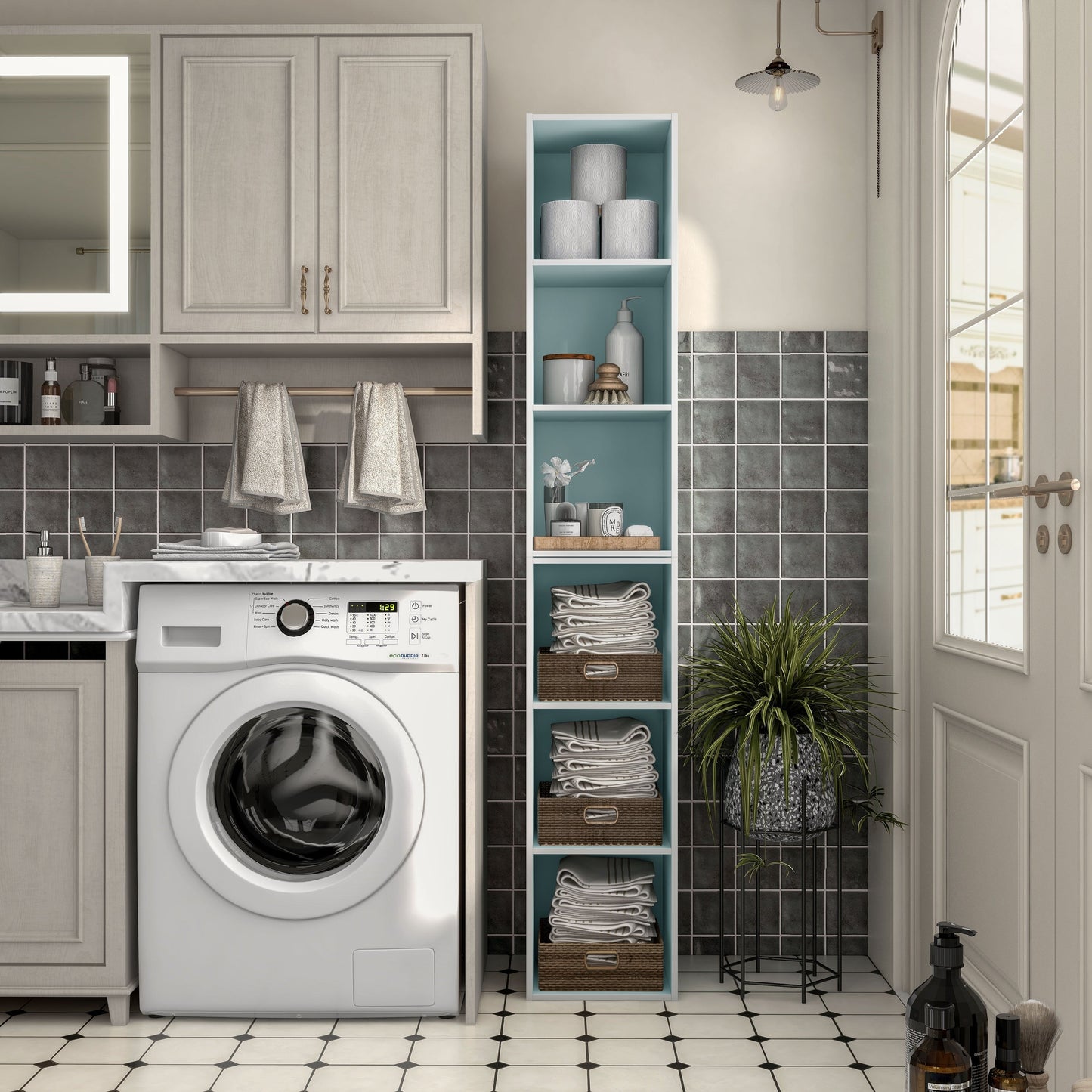 DH BASIC Organiseur de rangement empilable personnalisable en bois moderne - Étagères cubiques, armoire à tiroirs, bibliothèque avec portes par Denhour