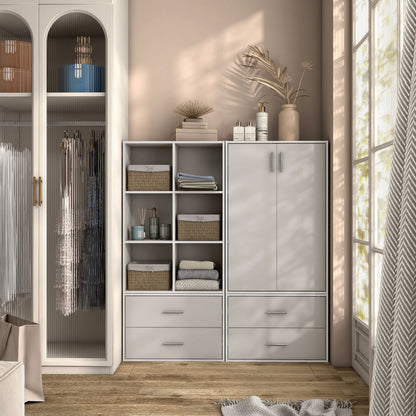 DH BASIC Organiseur de rangement empilable personnalisable en bois moderne - Étagères cubiques, armoire à tiroirs, bibliothèque avec portes par Denhour