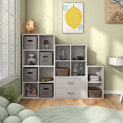 DH BASIC Organiseur de rangement empilable personnalisable en bois moderne - Étagères cubiques, armoire à tiroirs, bibliothèque avec portes par Denhour