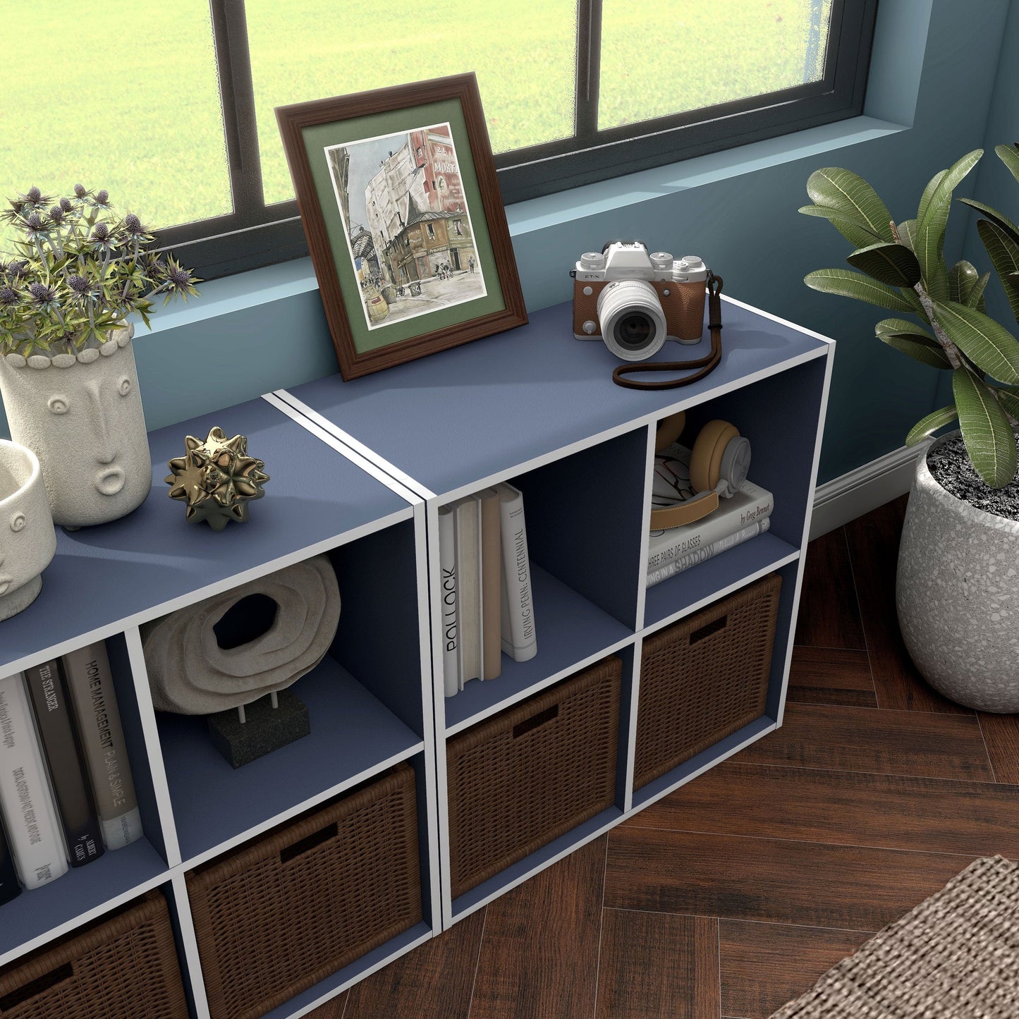 DH BASIC Organiseur de rangement empilable personnalisable en bois moderne - Étagères cubiques, armoire à tiroirs, bibliothèque avec portes par Denhour