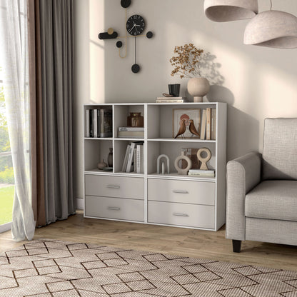 DH BASIC Organiseur de rangement empilable personnalisable en bois moderne - Étagères cubiques, armoire à tiroirs, bibliothèque avec portes par Denhour