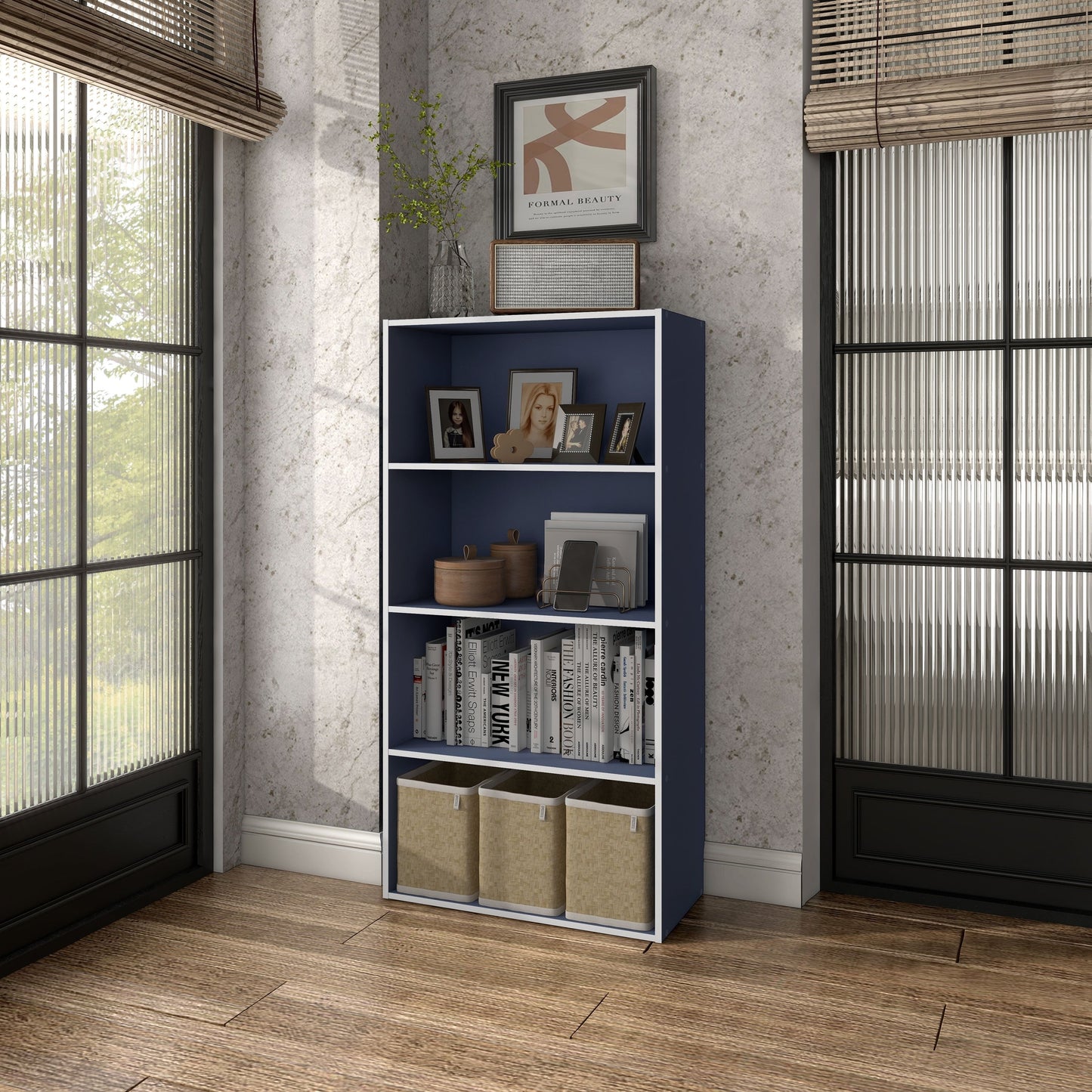 DH BASIC Organiseur de rangement empilable personnalisable en bois moderne - Étagères cubiques, armoire à tiroirs, bibliothèque avec portes par Denhour