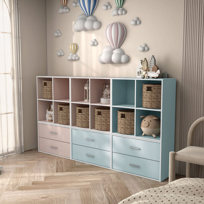 DH BASIC Organiseur de rangement empilable personnalisable en bois moderne - Étagères cubiques, armoire à tiroirs, bibliothèque avec portes par Denhour