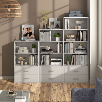 DH BASIC Organiseur de rangement empilable personnalisable en bois moderne - Étagères cubiques, armoire à tiroirs, bibliothèque avec portes par Denhour