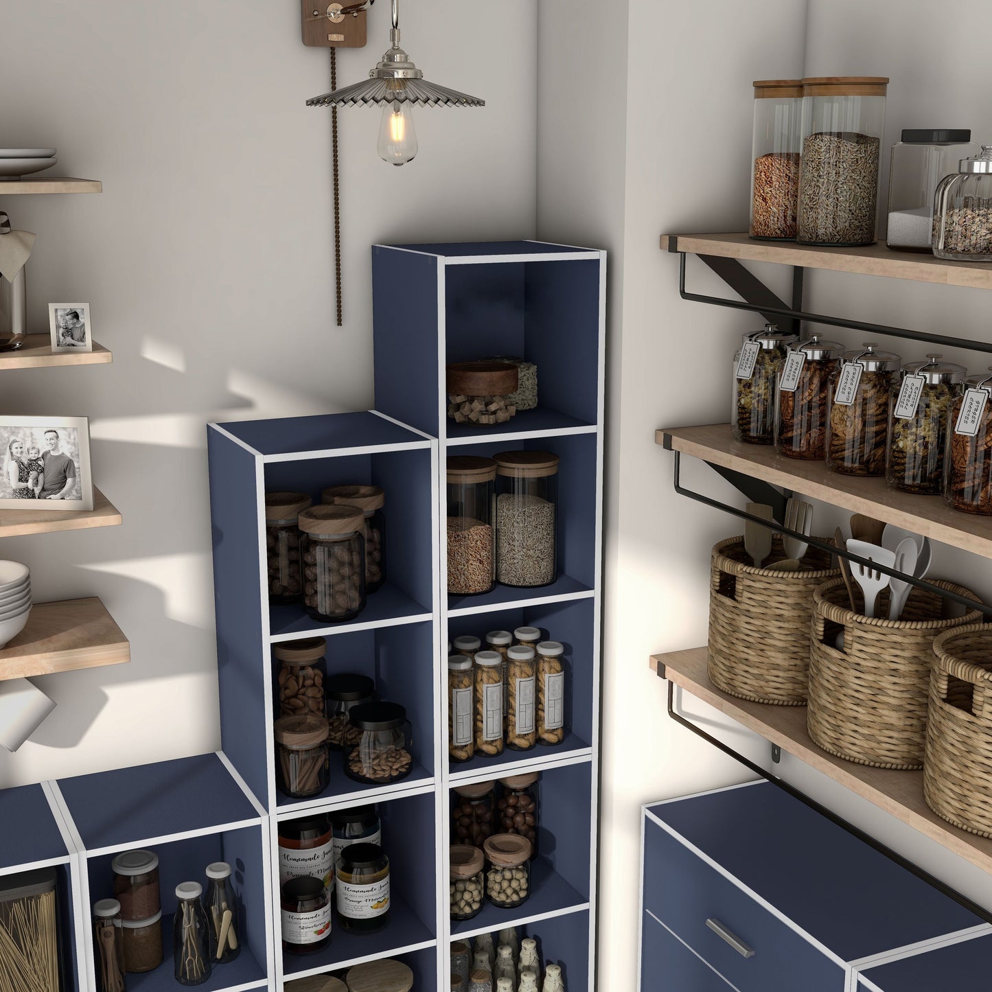 DH BASIC Organiseur de rangement empilable personnalisable en bois moderne - Étagères cubiques, armoire à tiroirs, bibliothèque avec portes par Denhour