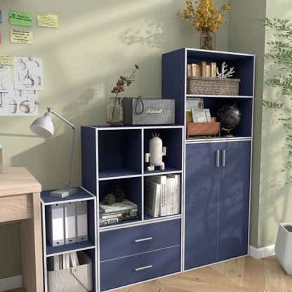 DH BASIC Organiseur de rangement empilable personnalisable en bois moderne - Étagères cubiques, armoire à tiroirs, bibliothèque avec portes par Denhour