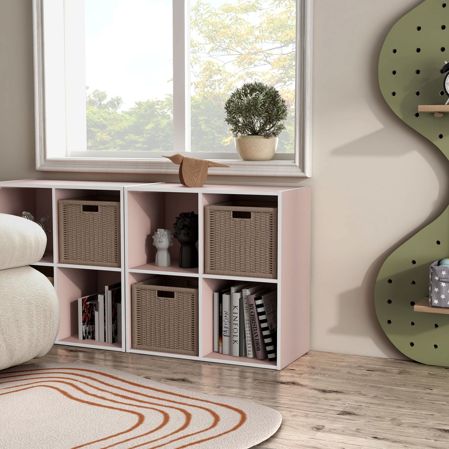 DH BASIC Organiseur de rangement empilable personnalisable en bois moderne - Étagères cubiques, armoire à tiroirs, bibliothèque avec portes par Denhour