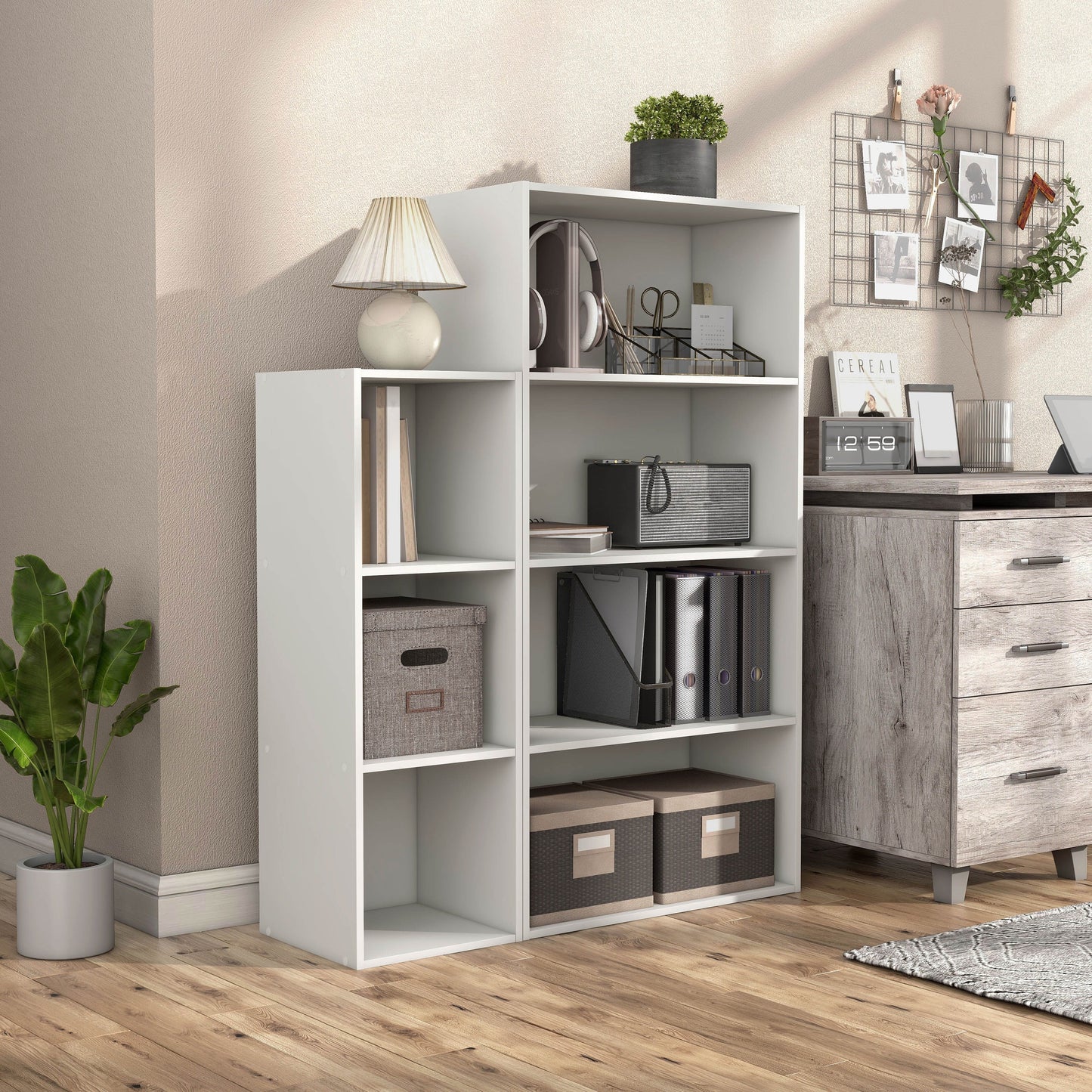 DH BASIC Organiseur de rangement empilable personnalisable en bois moderne - Étagères cubiques, armoire à tiroirs, bibliothèque avec portes par Denhour