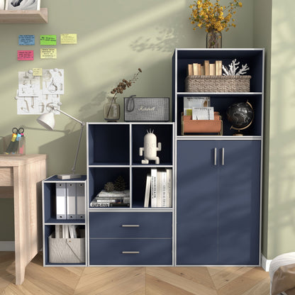 DH BASIC Organiseur de rangement empilable personnalisable en bois moderne - Étagères cubiques, armoire à tiroirs, bibliothèque avec portes par Denhour