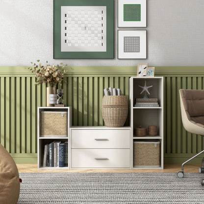 DH BASIC Organiseur de rangement empilable personnalisable en bois moderne - Étagères cubiques, armoire à tiroirs, bibliothèque avec portes par Denhour