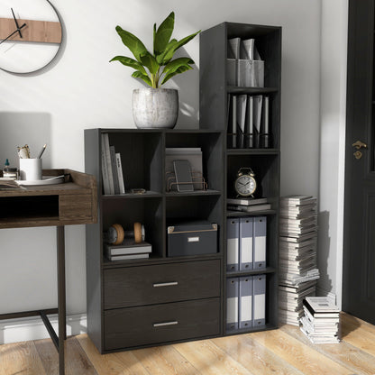 DH BASIC Organiseur de rangement empilable personnalisable en bois moderne - Étagères cubiques, armoire à tiroirs, bibliothèque avec portes par Denhour
