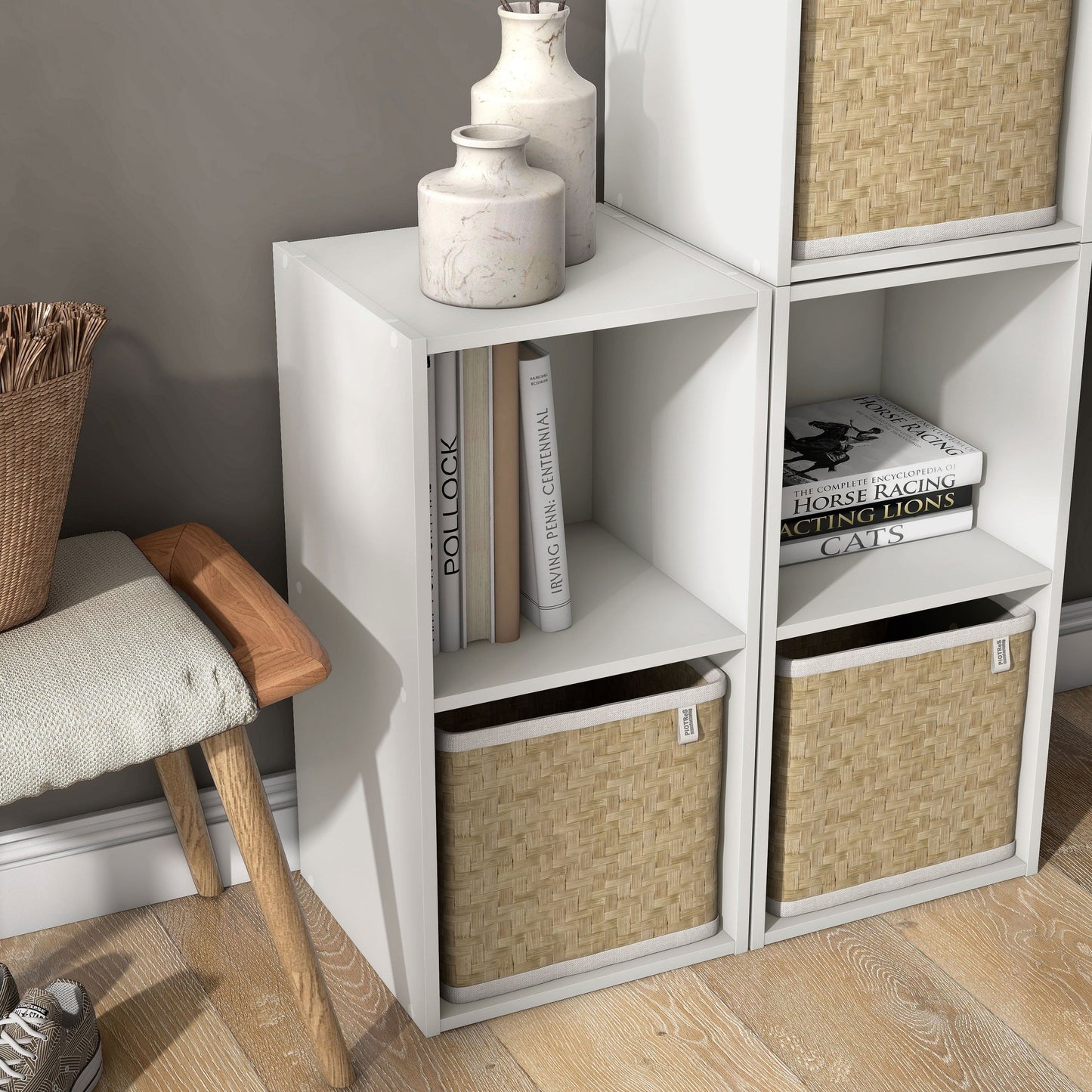 DH BASIC Organiseur de rangement empilable personnalisable en bois moderne - Étagères cubiques, armoire à tiroirs, bibliothèque avec portes par Denhour