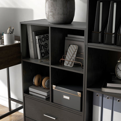 DH BASIC Organiseur de rangement empilable personnalisable en bois moderne - Étagères cubiques, armoire à tiroirs, bibliothèque avec portes par Denhour