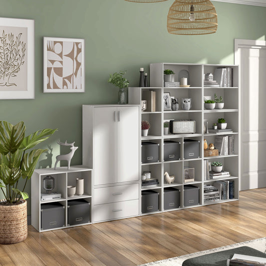 DH BASIC Organiseur de rangement empilable personnalisable en bois moderne - Étagères cubiques, armoire à tiroirs, bibliothèque avec portes par Denhour