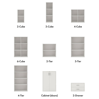 DH BASIC Organiseur de rangement empilable personnalisable en bois moderne - Étagères cubiques, armoire à tiroirs, bibliothèque avec portes par Denhour