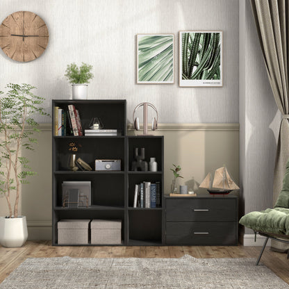 DH BASIC Organiseur de rangement empilable personnalisable en bois moderne - Étagères cubiques, armoire à tiroirs, bibliothèque avec portes par Denhour